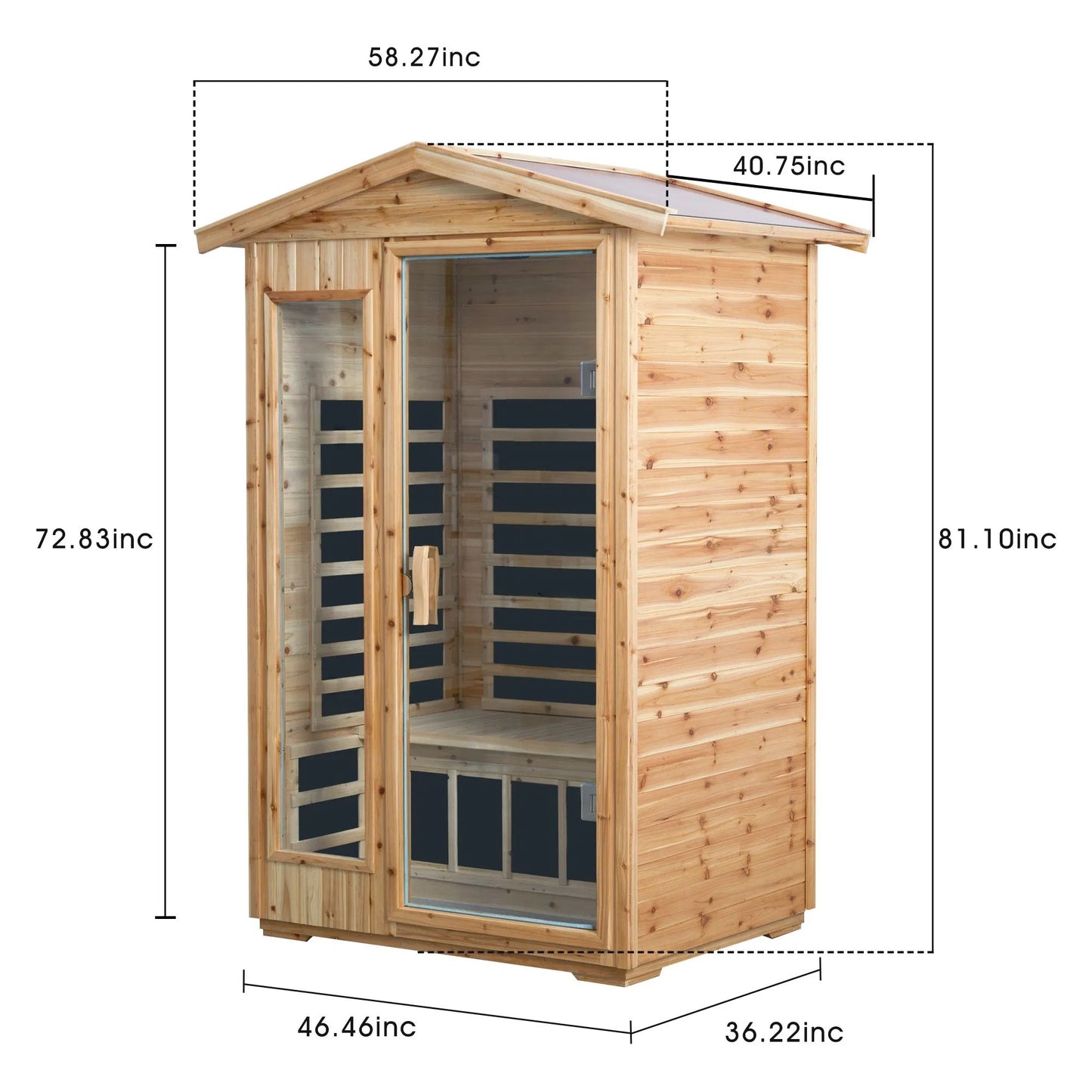 Two Person Far Infrared Old Fir Outdoor Sauna Room