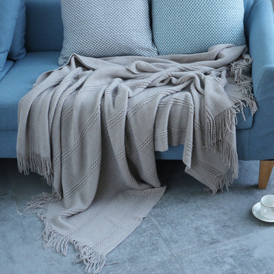 Knitted Sofa Blanket Air Conditioner Blanket Bedding Blanket Plain Color