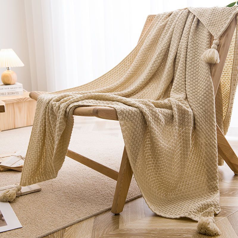 Handmade And Simple Tassel Leisure Lunch Break Office Sofa Blankets