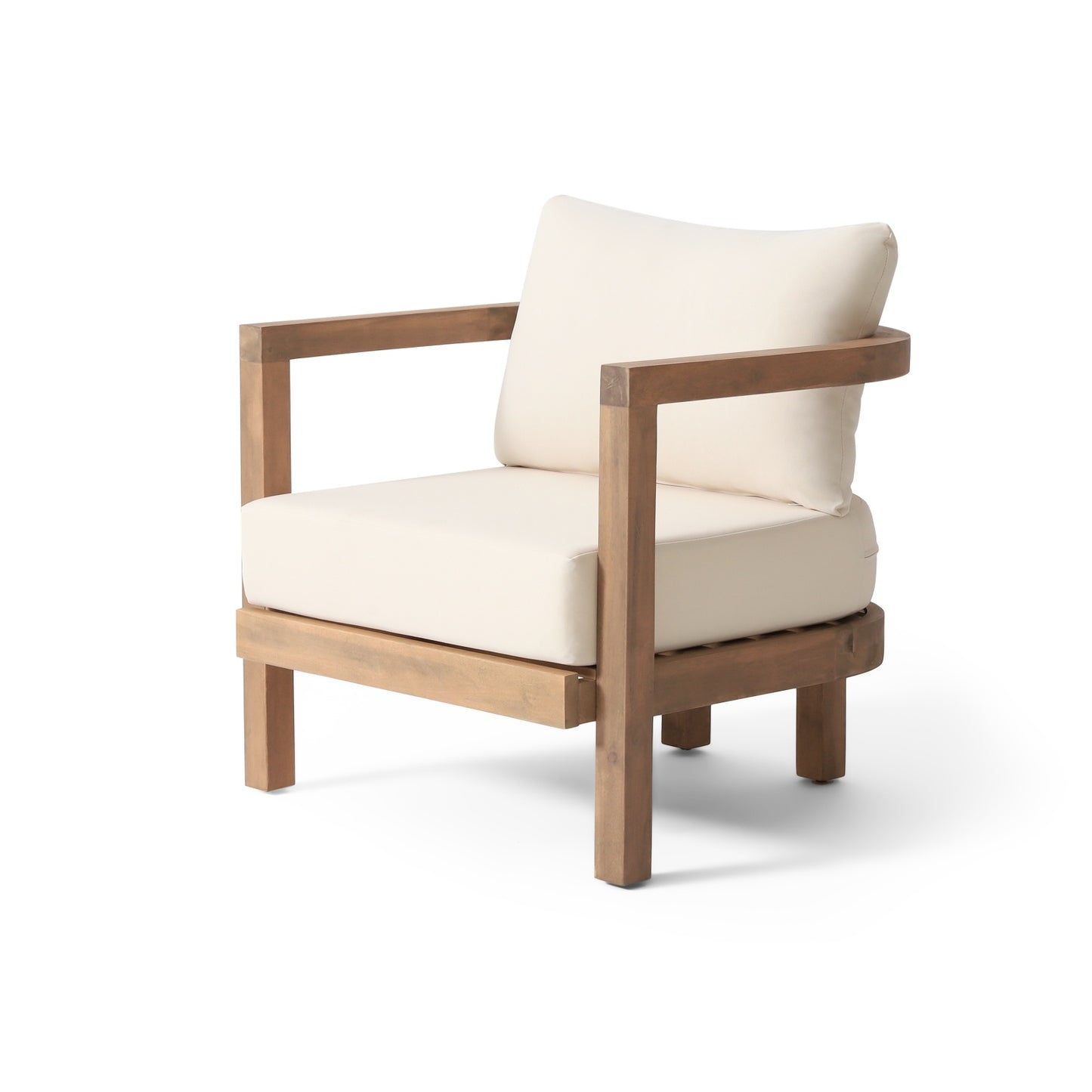 Outdoor Acacia Wood Patio Club Chair, Patio Furniture,Waterproof Thick Cushion Deep Seating For Porch or Deck