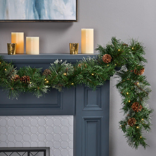 Wreath With 20 Pine Cones And 50 Warm White LED Lights With Timer - Battery Powered - Outdoor, 160 Pointed Heads
