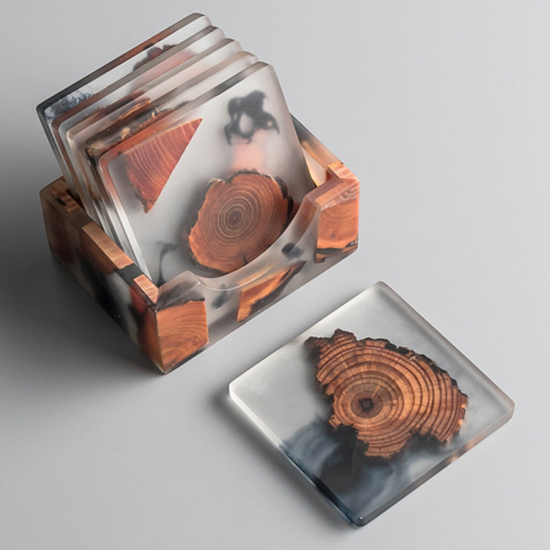 Resin pine coaster insulated coaster