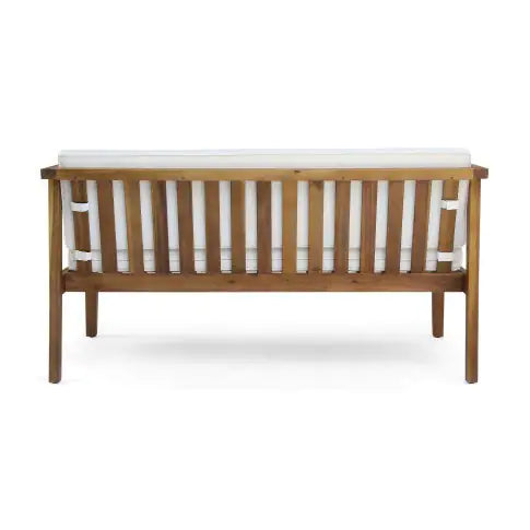 Acacia Wood 4-Piece Patio Chat Set in Teak and Beige