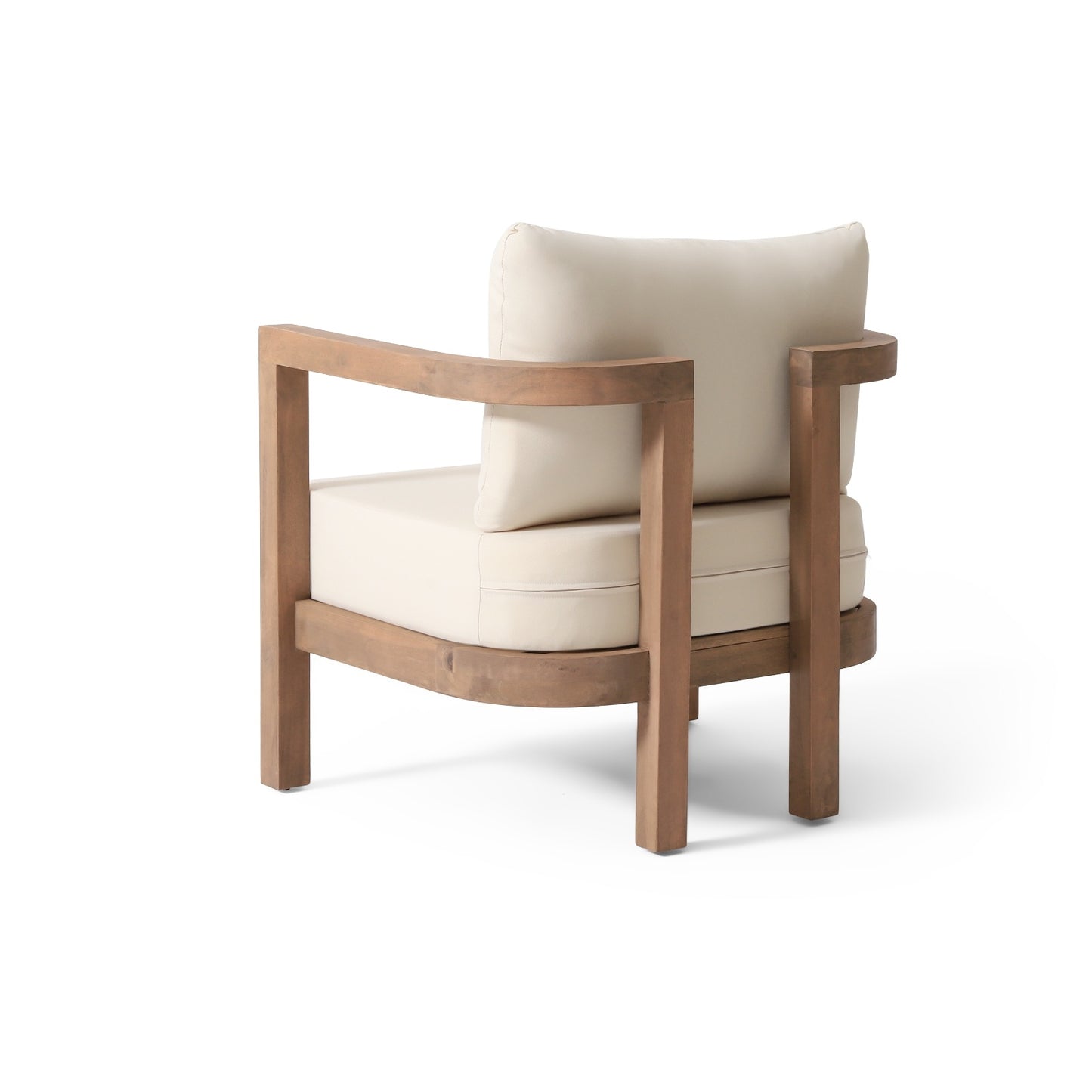 Outdoor Acacia Wood Patio Club Chair, Patio Furniture,Waterproof Thick Cushion Deep Seating For Porch or Deck