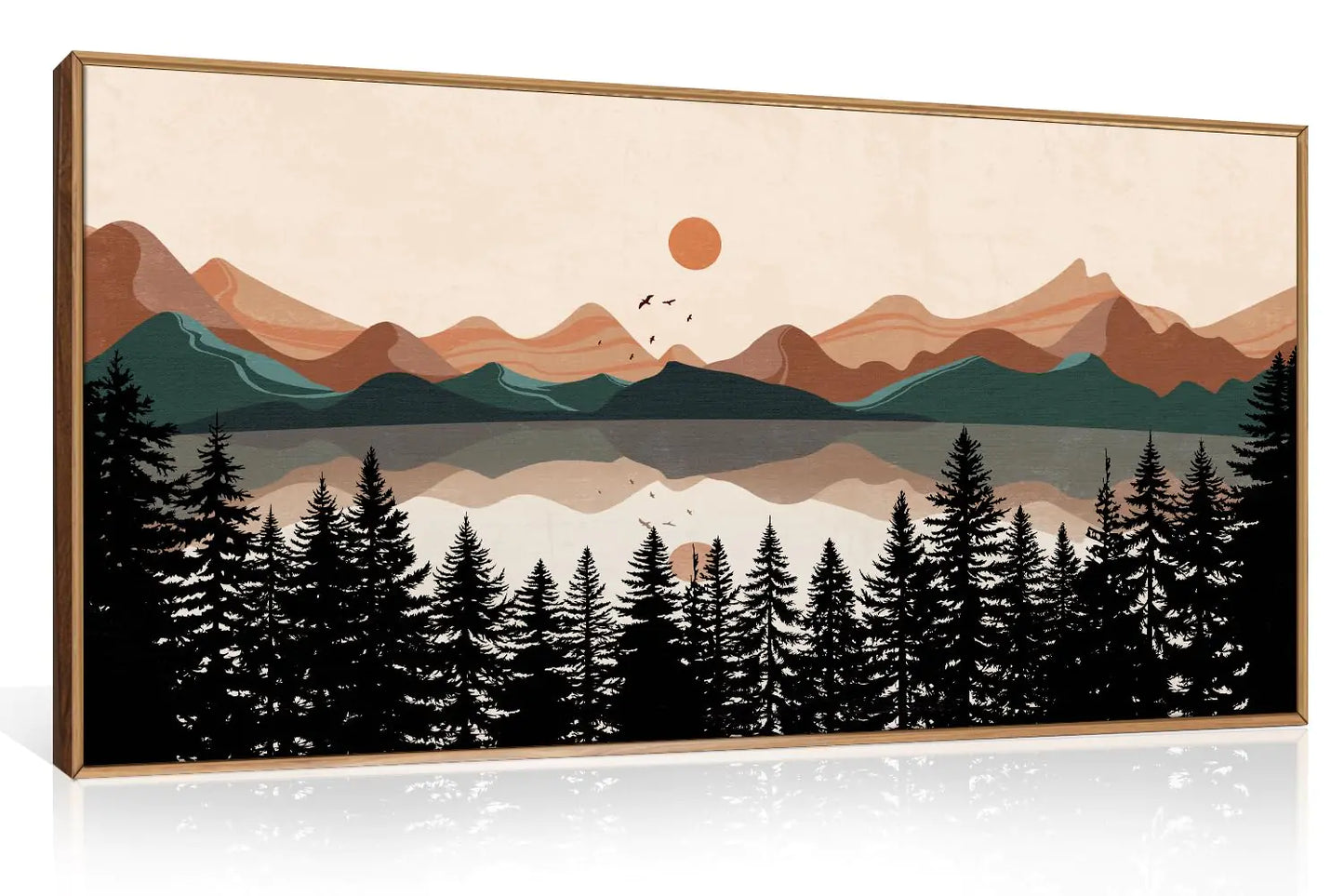 Sunset Pines Canvas Art - Boho Mountain Landscape