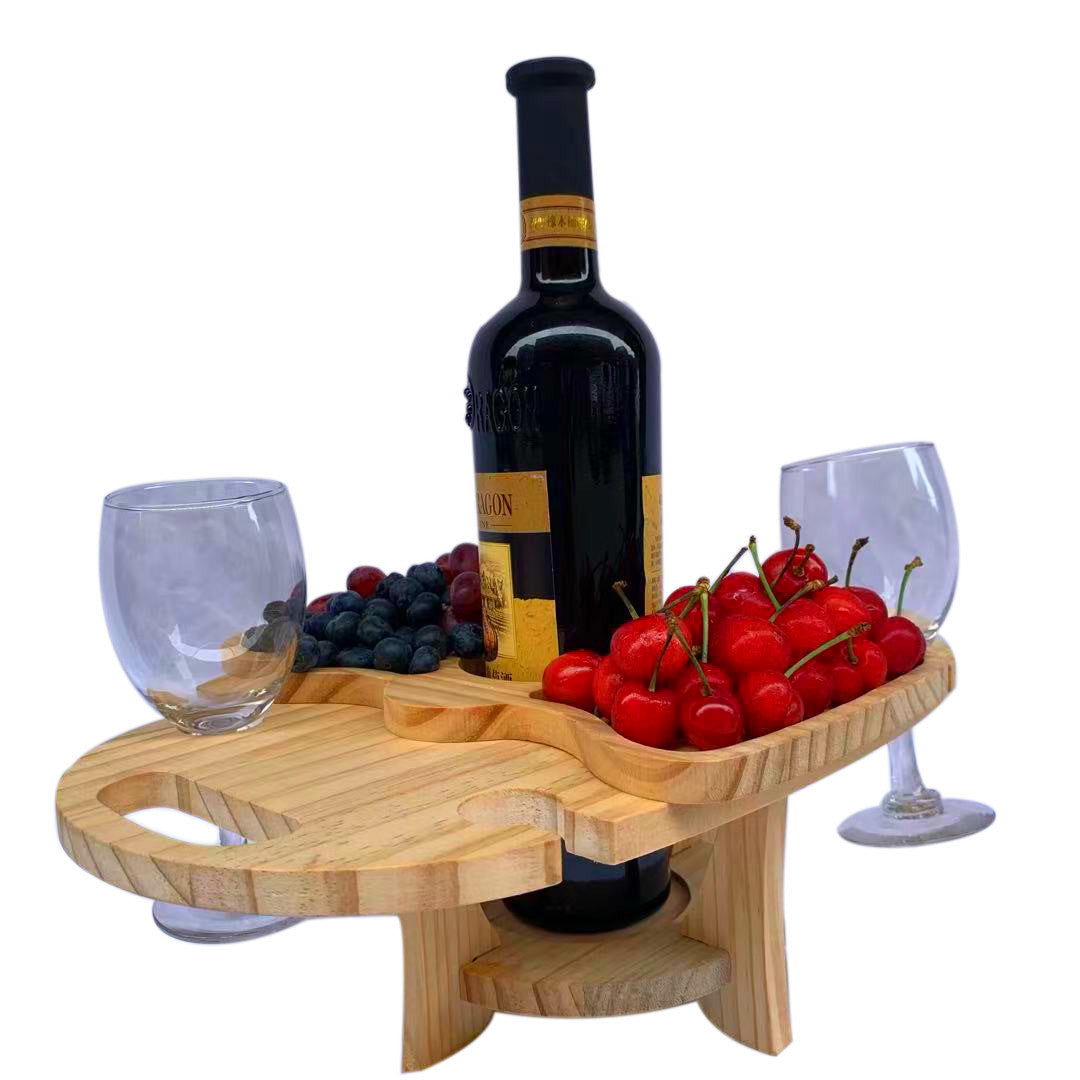 Wooden Outdoor Couple Picnic Table Wine Rack Table