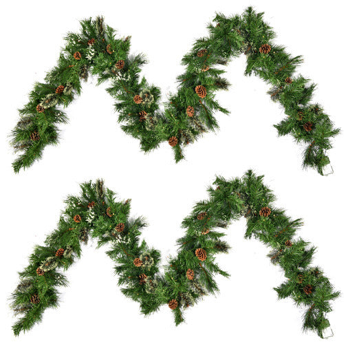 Wreath With 20 Pine Cones And 50 Warm White LED Lights With Timer - Battery Powered - Outdoor, 160 Pointed Heads