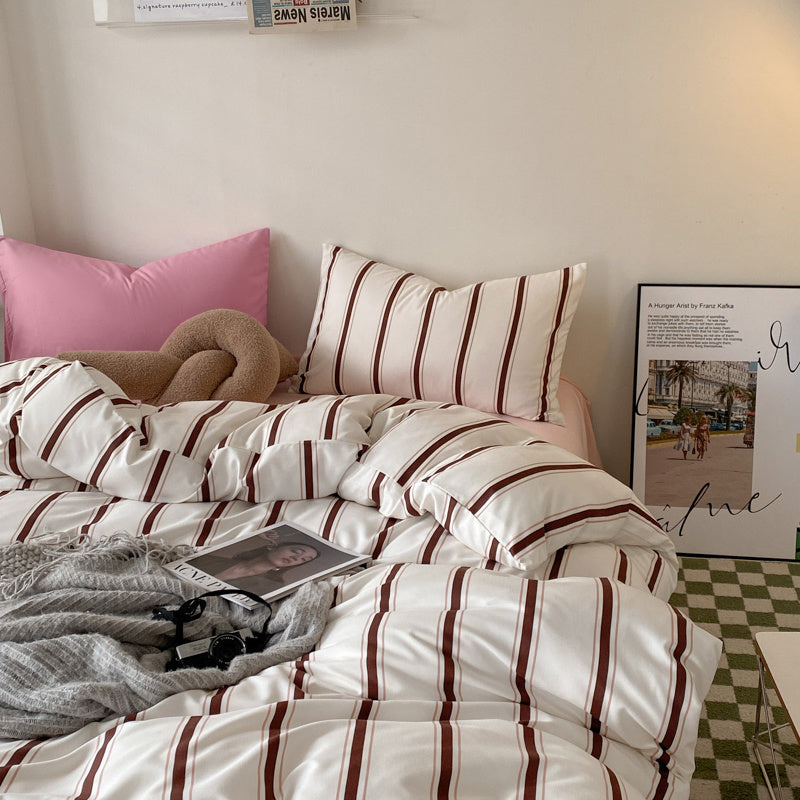Household Fashion Striped Bedding Sheets Four-piece Set