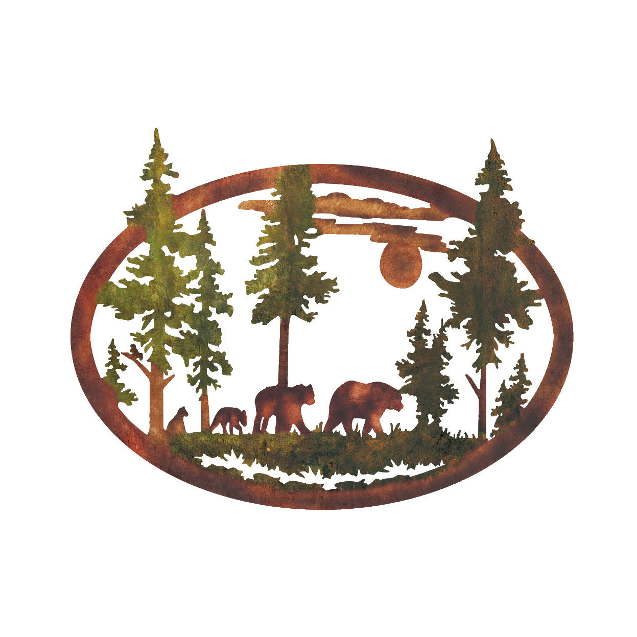White Tail Deer Or Bear Mountain And Trees Metal Wall Decorations