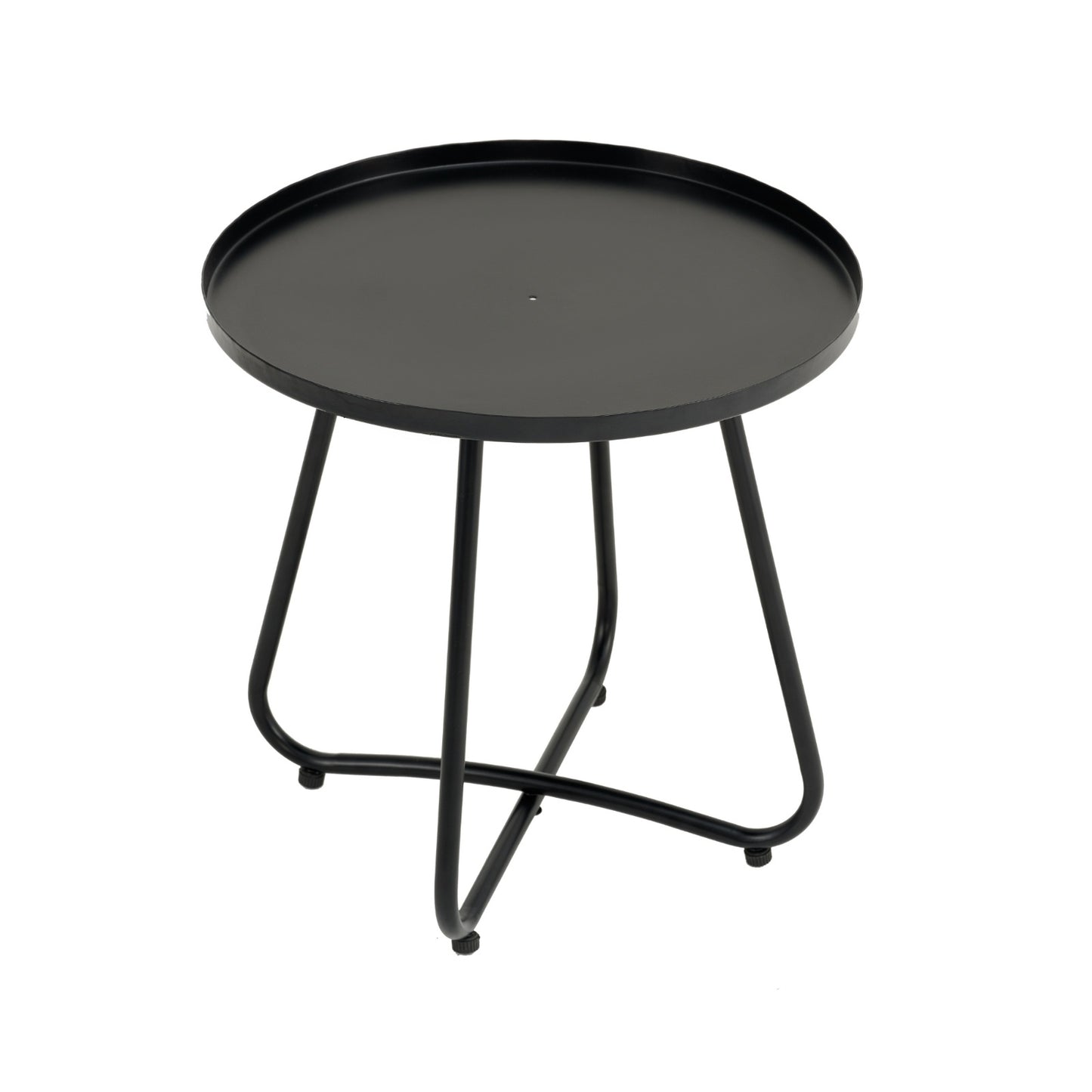 Patio Furniture Set 3 Piece Mixture Pattern PE Rattan Steel Frame And Modern Round Table, Brown And