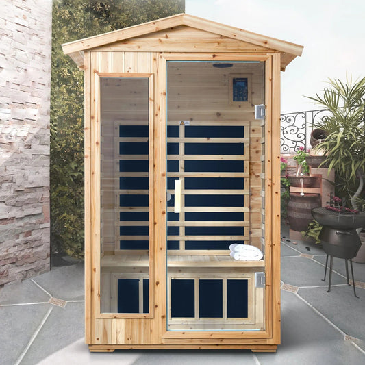 Two Person Far Infrared Old Fir Outdoor Sauna Room