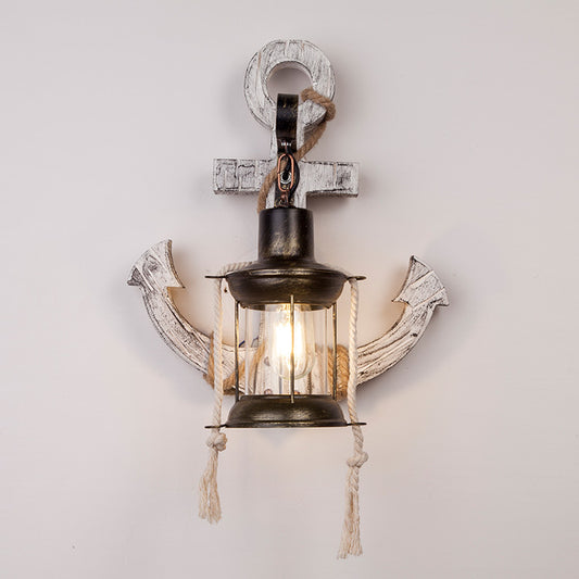 American Creative Industrial Style Retro Wall Lamp Boat Anchor Solid Wood Distressed Lamp