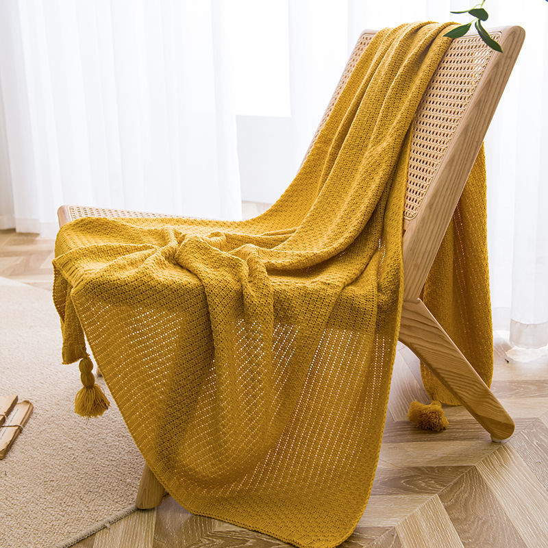 Handmade And Simple Tassel Leisure Lunch Break Office Sofa Blankets