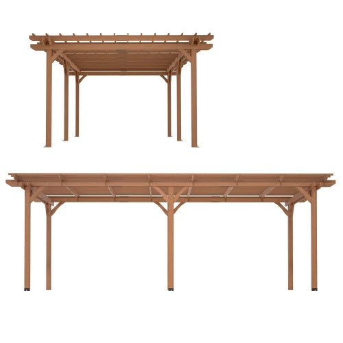 12 X 16 Outdoor Gazebo Wooden Grape Pergola For Climbing Plant Support, Garden, Terrace, Backyard, Deck, Brown