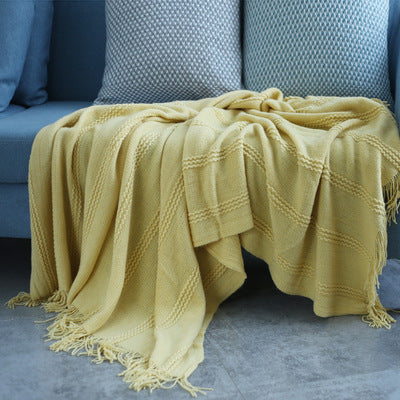 Knitted Sofa Blanket Air Conditioner Blanket Bedding Blanket Plain Color