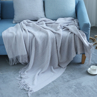 Knitted Sofa Blanket Air Conditioner Blanket Bedding Blanket Plain Color