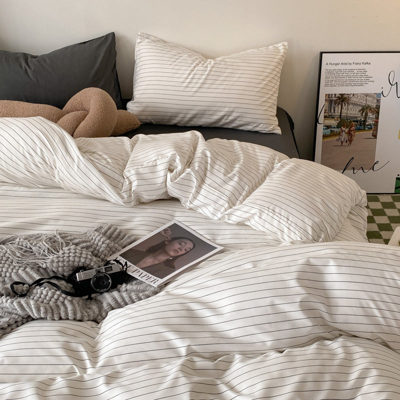 Household Fashion Striped Bedding Sheets Four-piece Set