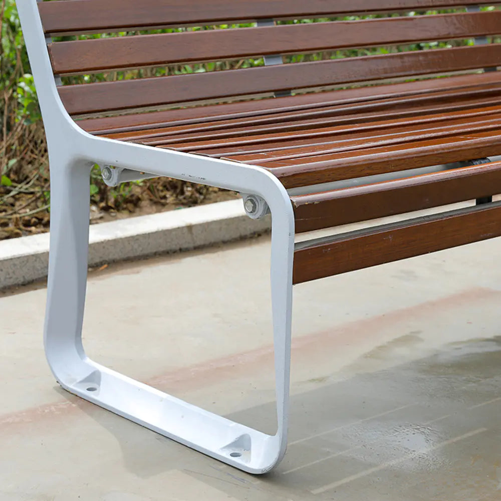Wood Outdoor Park Bench with Aluminum Framing