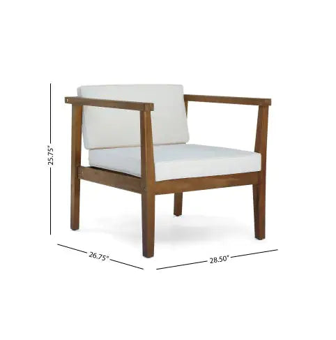Acacia Wood 4-Piece Patio Chat Set in Teak and Beige