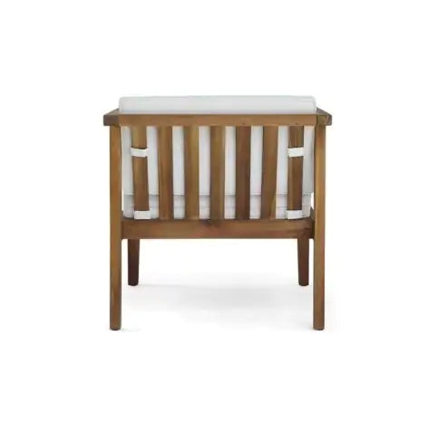Acacia Wood 4-Piece Patio Chat Set in Teak and Beige