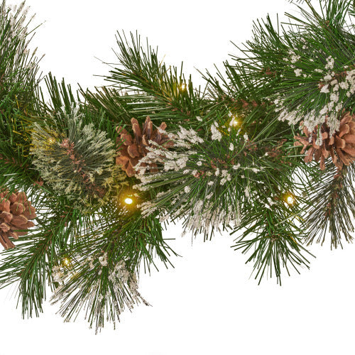 Wreath With 20 Pine Cones And 50 Warm White LED Lights With Timer - Battery Powered - Outdoor, 160 Pointed Heads