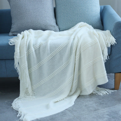 Knitted Sofa Blanket Air Conditioner Blanket Bedding Blanket Plain Color