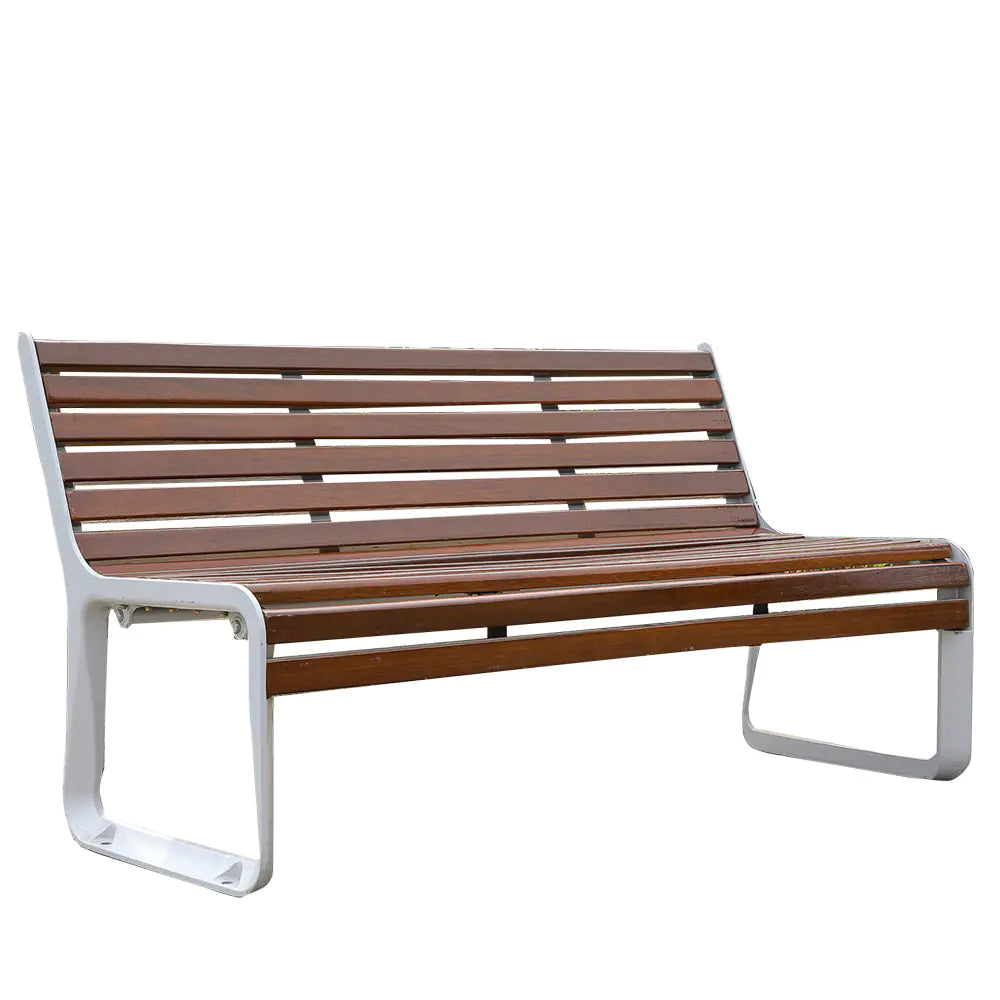 Wood Outdoor Park Bench with Aluminum Framing