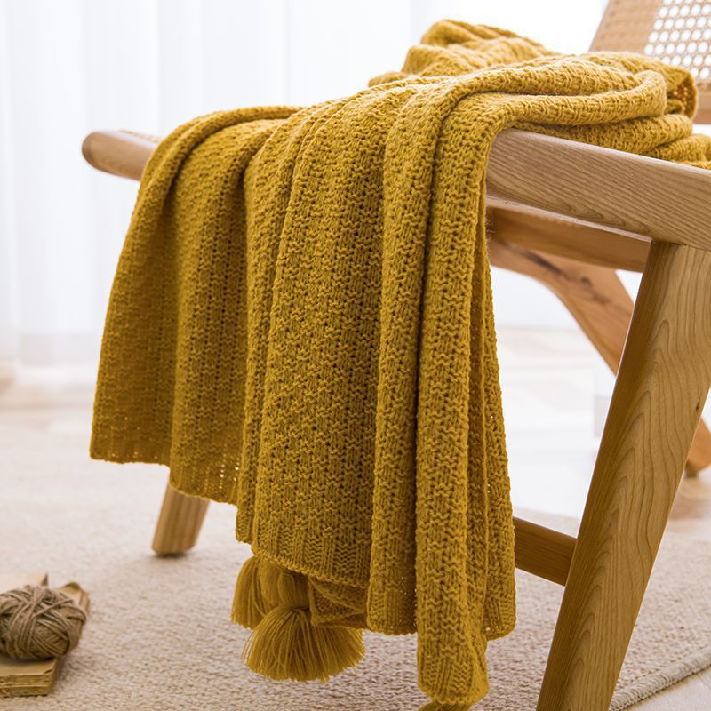 Handmade And Simple Tassel Leisure Lunch Break Office Sofa Blankets