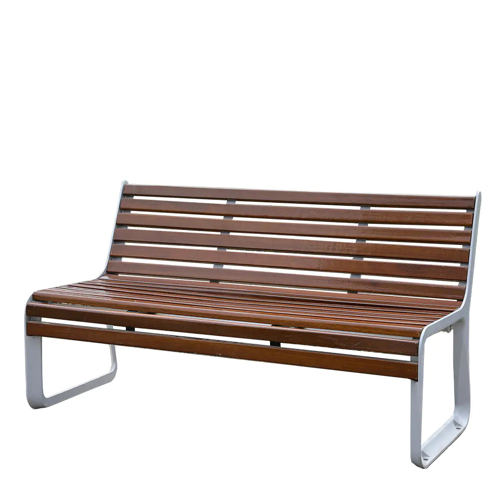 Wood Outdoor Park Bench with Aluminum Framing
