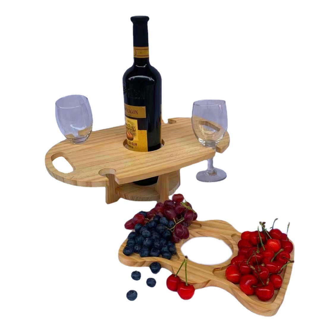 Wooden Outdoor Couple Picnic Table Wine Rack Table