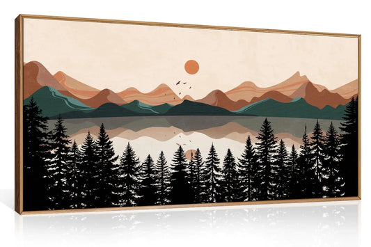 Sunset Pines Canvas Art - Boho Mountain Landscape