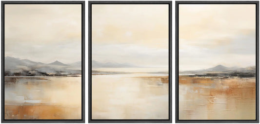 SIGNWIN Golden Hour Lake Canvas Set - Reflective Mountain Art 16”x24”x3