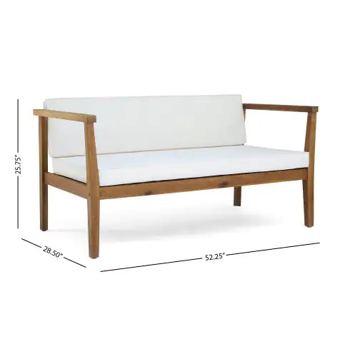 Acacia Wood 4-Piece Patio Chat Set in Teak and Beige
