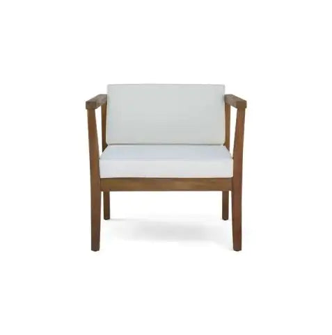 Acacia Wood 4-Piece Patio Chat Set in Teak and Beige